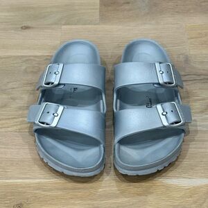 Birkenstock Arizona EVA Slide Sandals Metallic Silver